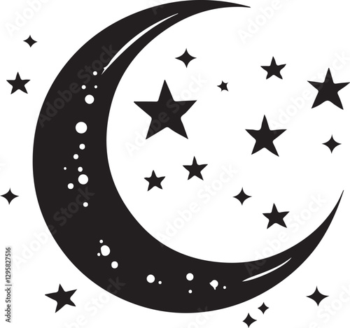 Moon & Stars Crescent Vector Clipart Set