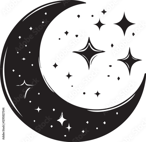Moon & Stars Crescent Vector Clipart Set