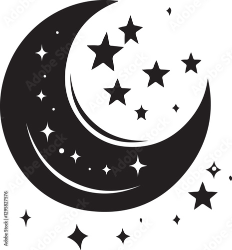 Moon & Stars Crescent Vector Clipart Set