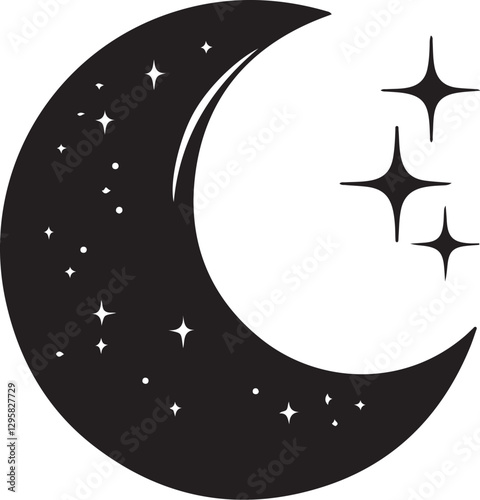 Moon & Stars Crescent Vector Clipart Set