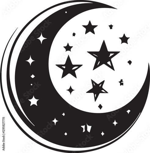 Moon & Stars Crescent Vector Clipart Set