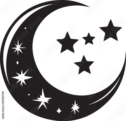 Moon & Stars Crescent Vector Clipart Set