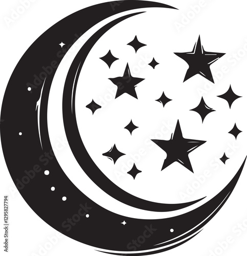 Moon & Stars Crescent Vector Clipart Set