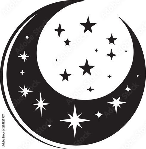 Moon & Stars Crescent Vector Clipart Set