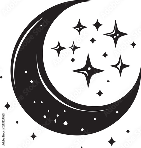Moon & Stars Crescent Vector Clipart Set