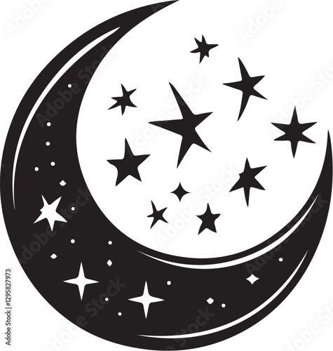 Moon & Stars Crescent Vector Clipart Set