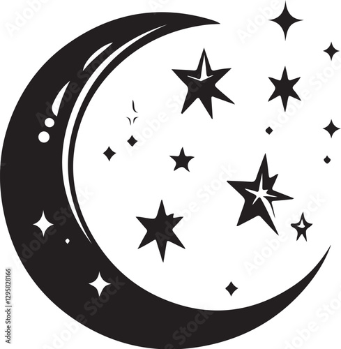 Moon & Stars Crescent Vector Clipart Set