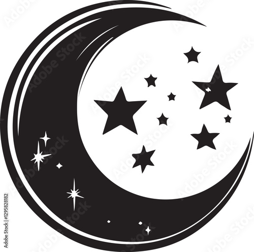 Moon & Stars Crescent Vector Clipart Set