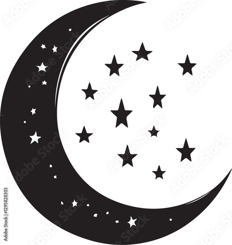 Moon & Stars Crescent Vector Clipart Set