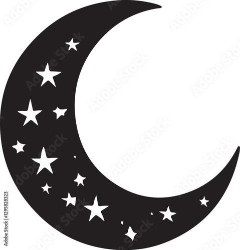Moon & Stars Crescent Vector Clipart Set