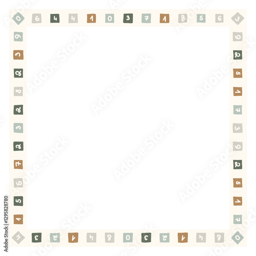 Frame with colorful numbers pattern. Design element for prints, backgrounds, template, web pages and textile pattern.