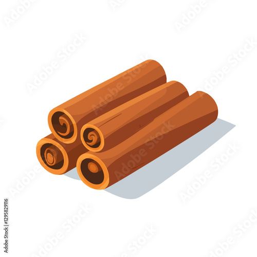 A flat 2D vector illustration of a cinnamon bark, designed as an icon and isolated on a white background. simple icon design, set collection