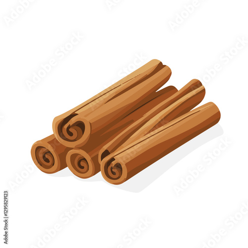 A flat 2D vector illustration of a cinnamon bark, designed as an icon and isolated on a white background. simple icon design, set collection