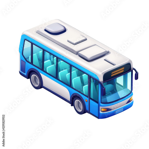 Vibrant Blue and White City Bus Illustration photo
