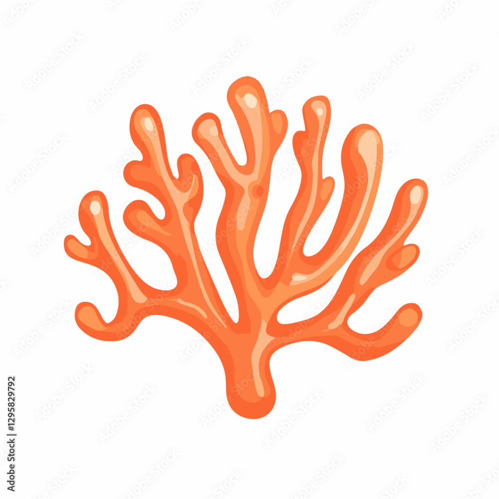 an illustration 2d, A flat 2D vector illustration of a coral, designed as an icon and isolated on a white background. Flat clipart