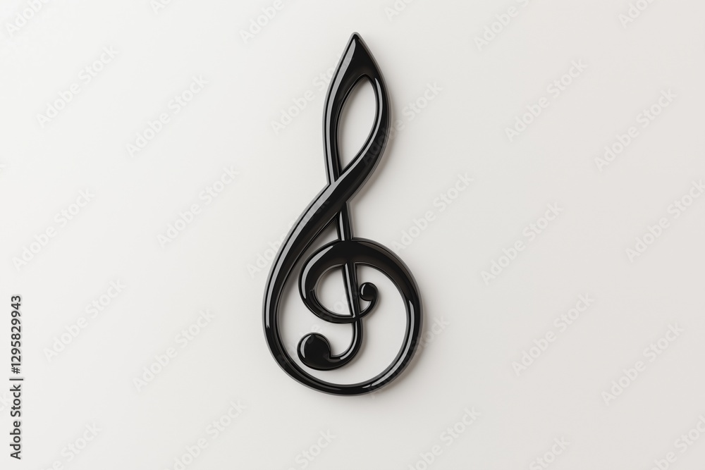 Obraz premium Black treble clef symbol on light background. Music, sound, and artistic representation