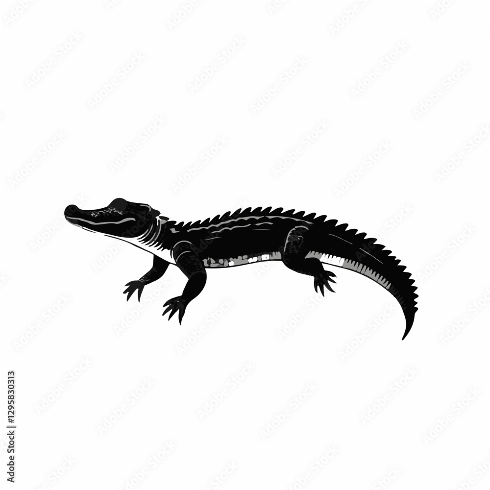 Naklejka premium Simple flat 2D icon black crocodile head isolated on a transparent background, vector, flat design, animation design, vector, flat design, animation design, simple flat 2D icon clipart