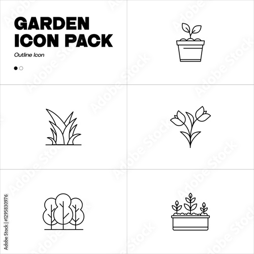 Garden Plants Icons - Vector Icons. Editable Stroke. Vector Graphic	
