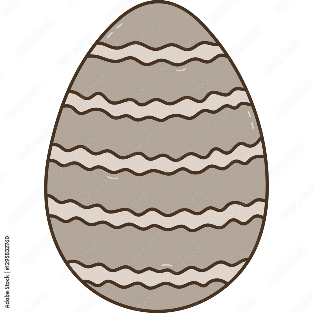Lovely colorful doodle painted Easter egg with wavy horizontal stripes pattern. Funny outline hand drawn symbol of Easter egg hunt, religious springtime festival isolated on white. Lovely colorful doodle painted Easter egg with wavy horizontal stripes pattern. Funny outline hand drawn symbol of Easter egg hunt, religious springtime festival isolated on white.