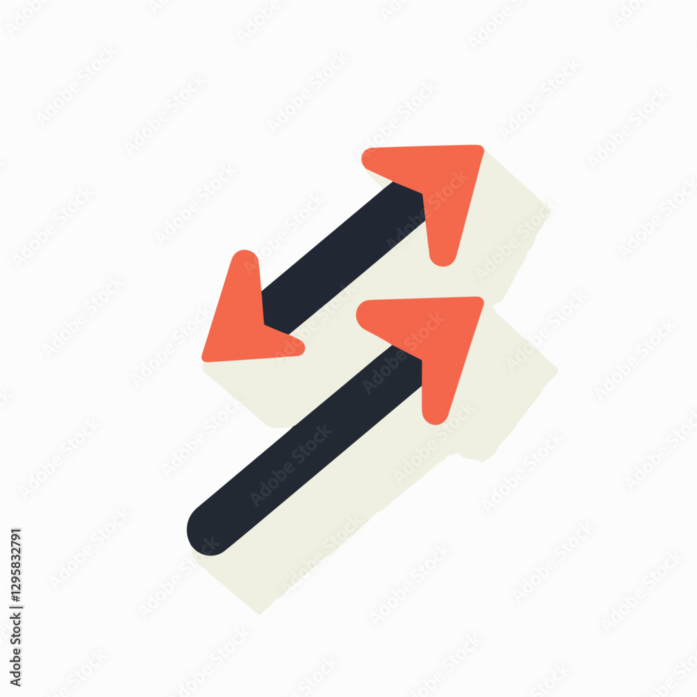Simple flat 2D icon black orange forked arrow isolated on white background, vector, flat design, animation design, vector, flat design, animation design, simple flat 2D icon, minimalist , clipart Simple flat 2D icon black orange forked arrow isolated on white background, vector, flat design, animation design, vector, flat design, animation design, simple flat 2D icon, minimalist , clipart