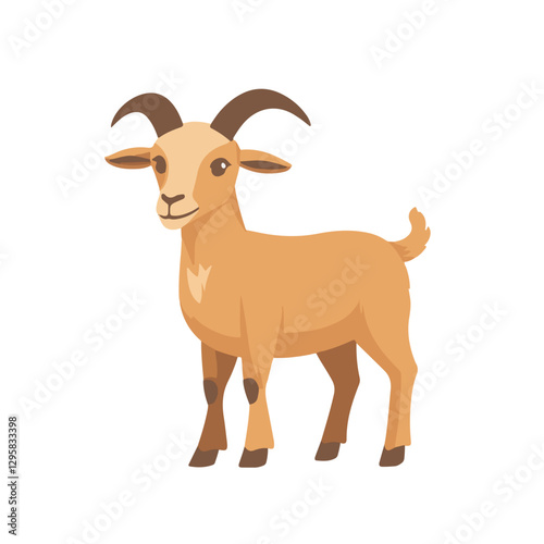 A simple flat 2D icon of goat isolated on the background, vector design, ideal for animation, UI/UX design, mobile apps, web design, digital illustrations, flat 2D, animal set