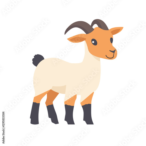 A simple flat 2D icon of white goat isolated on the background, vector design, ideal for animation, UI/UX design, mobile apps, web design, digital illustrations, flat 2D, animal set