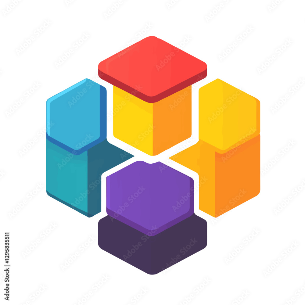Obraz premium Simple_flat_2D_icon_hexagon_isolated_on_a_white