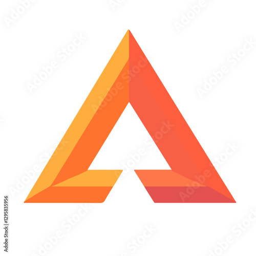 Simple flat 2D icon orange hollow triangle arrow logo isolated on transparent background, vector, flat design, animation design, vector, flat design, animation design, simple flat 2D icon, clipart