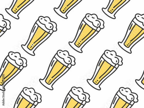 Beer glass with foam, seamless pattern, vector file