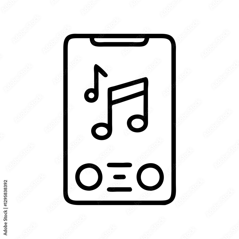 music app icon, music app line art - simple line art of music app, perfect for music app logos and icons music app icon, music app line art - simple line art of music app, perfect for music app logos and icons