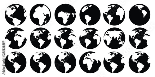 Black silhouettes set of earth