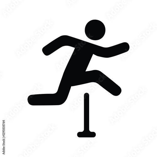 Obstacle Course Icon. Illustration of an Athlete Running an Obstacle Course.