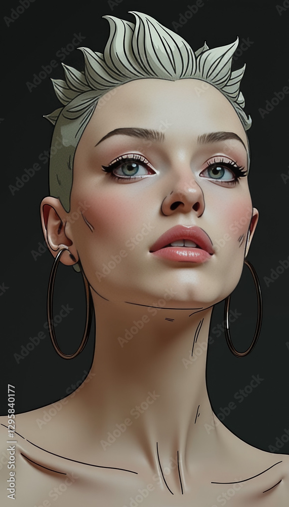 Stylish portrait of a confident woman with short hair, modern elegance Stylish portrait of a confident woman with short hair, modern elegance