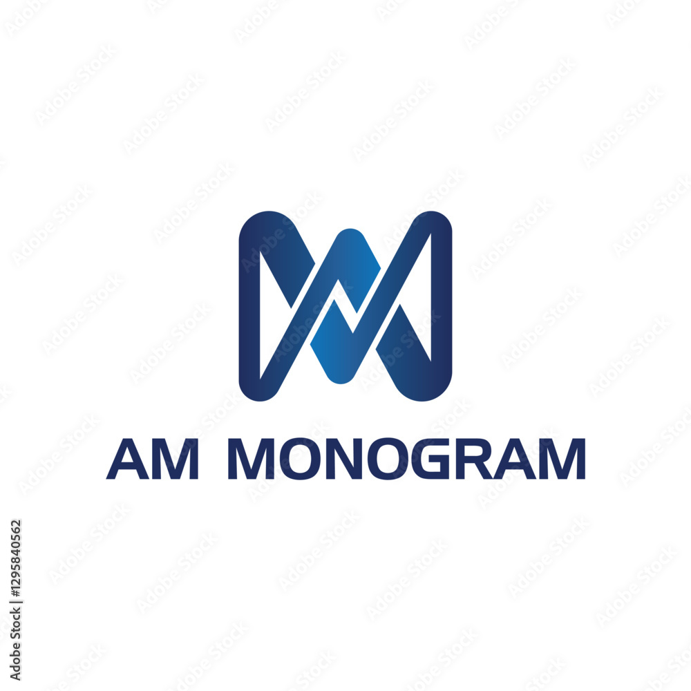 Letter AM or MA monogram logo design. Logo AM with crown illustration symbol