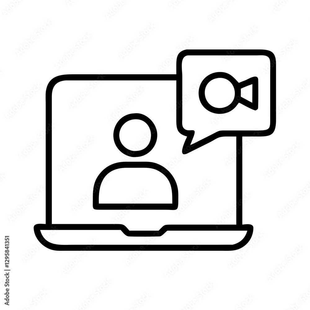 video call icon, video call line art - simple line art of video call, perfect for video call logos and icons video call icon, video call line art - simple line art of video call, perfect for video call logos and icons