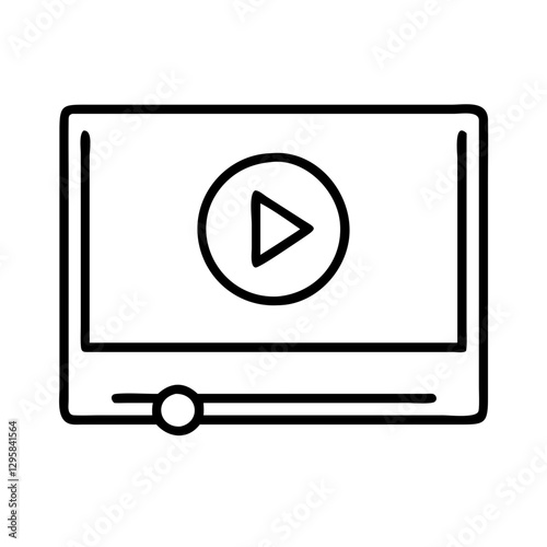 video player icon, video player line art - simple line art of video player, perfect for video player logos and icons