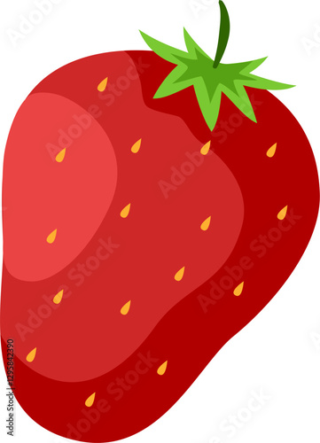 Strawberry fruit illustration with leaf in slice, half, whole in vector format. Red berry strawberry with leaf. Fresh strawberry.