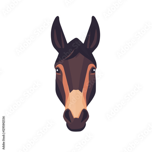 A Simple icon flat 2D icon mule head isolated on a white background, vector, animation design, simple flat 2D icon, minimalist design and modern illustration