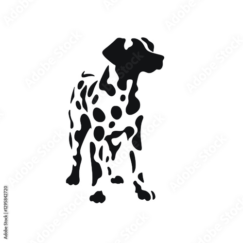 Dalmatian dog - Vector black silhouette isolated