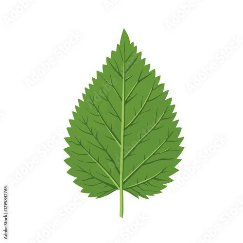 Simple flat 2D icon nettle leaf isolated on blue background, vector, flat design, animation design, animation design, simple flat 2D icon, clipart