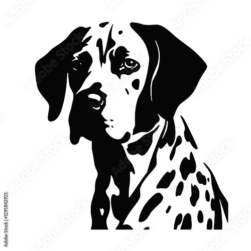 Dalmatian dog - Vector black silhouette isolated