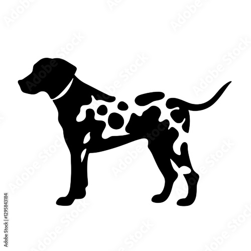 Dalmatian dog - Vector black silhouette isolated