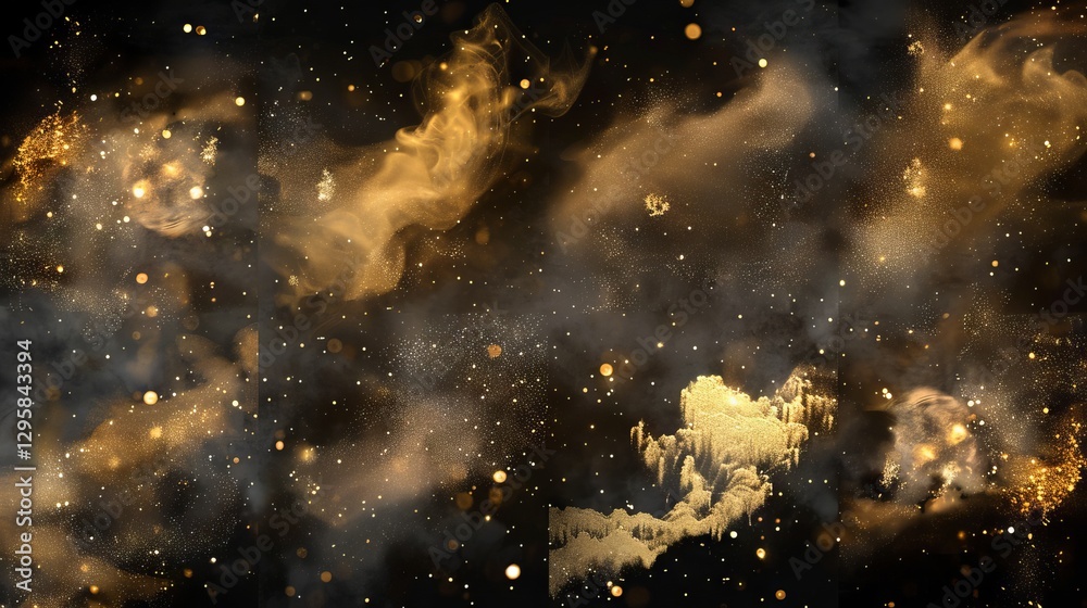 Glittering transparent gold dust overlays creating a luxurious shimmer effect for enchanting festive designs, photo editing, and elegant graphic projects Glittering transparent gold dust overlays creating a luxurious shimmer effect for enchanting festive designs, photo editing, and elegant graphic projects