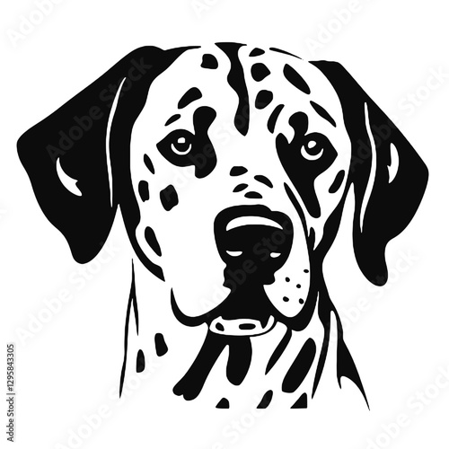 Dalmatian dog - Vector black silhouette isolated