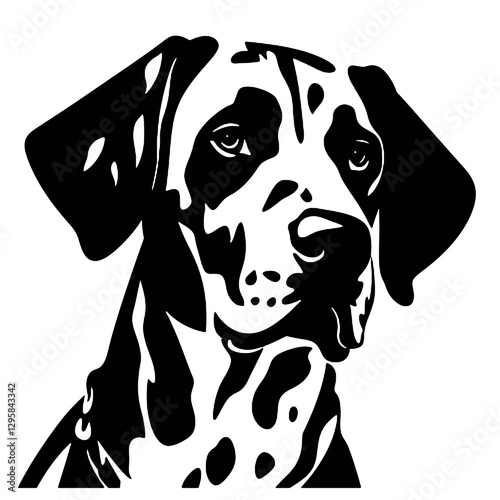 Dalmatian dog - Vector black silhouette isolated