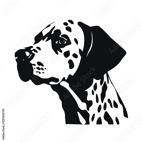 Dalmatian dog - Vector black silhouette isolated