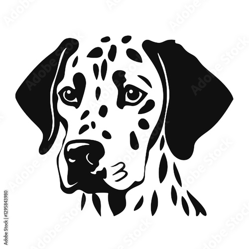 Dalmatian dog - Vector black silhouette isolated