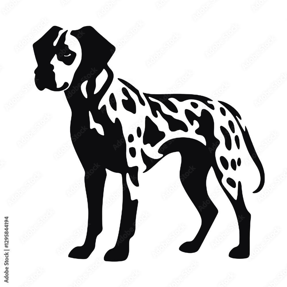 Fototapeta premium Dalmatian dog - Vector black silhouette isolated