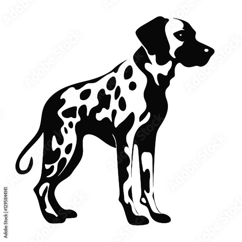 Dalmatian dog - Vector black silhouette isolated