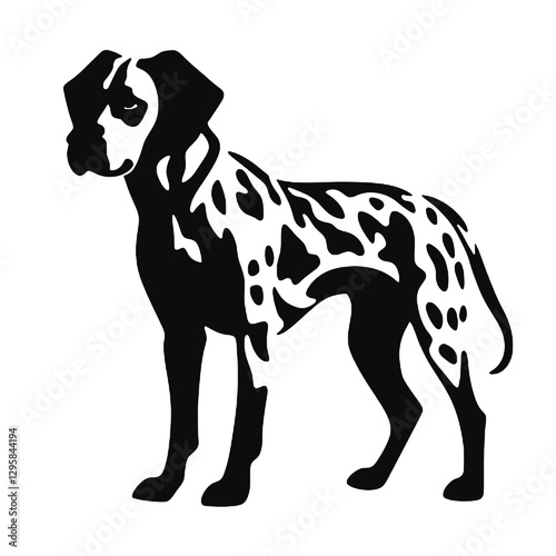 Dalmatian dog - Vector black silhouette isolated